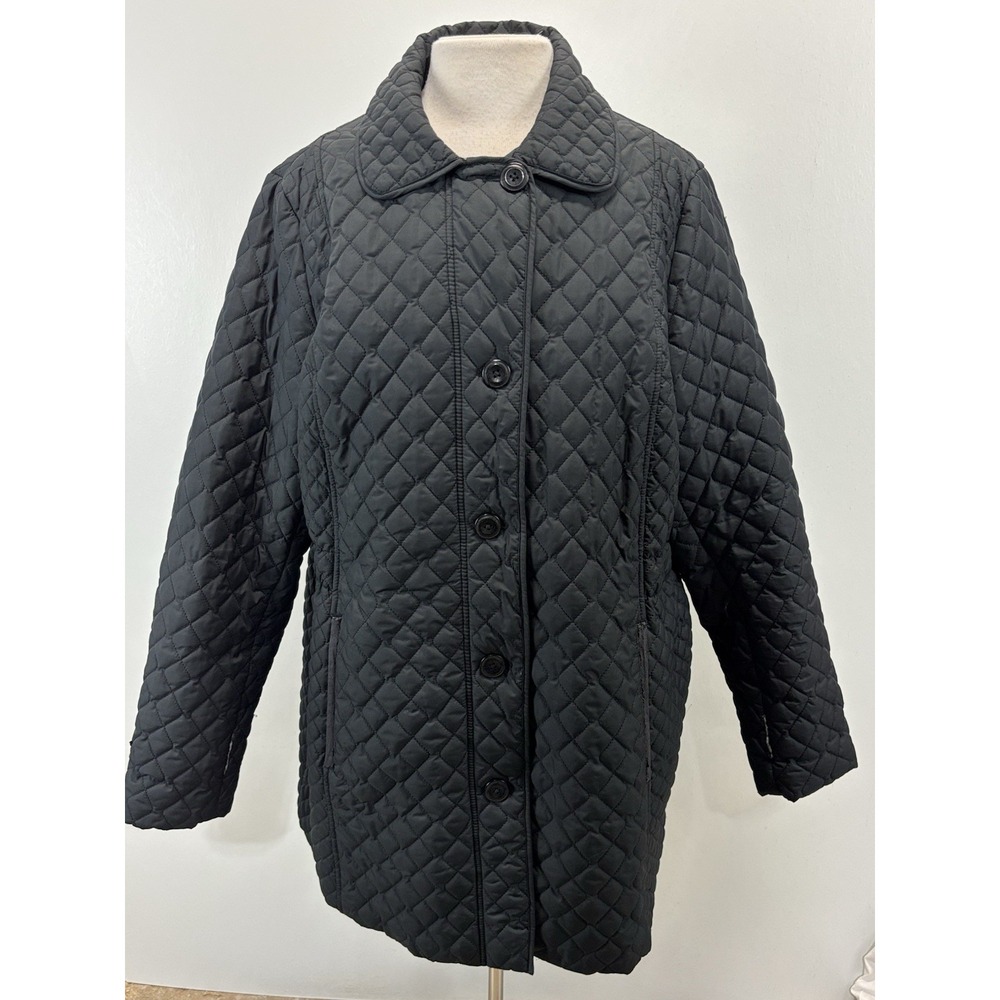 Lands End Quilted Barn Coat Women's 1X Plus Black Chore Field Classic